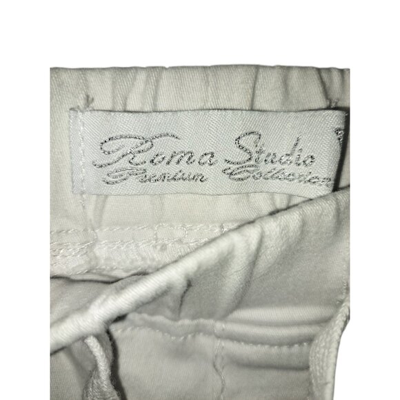 Roma Studio Premium Collection Skinny Distressed White Bermuda Shorts L - Picture 2 of 5
